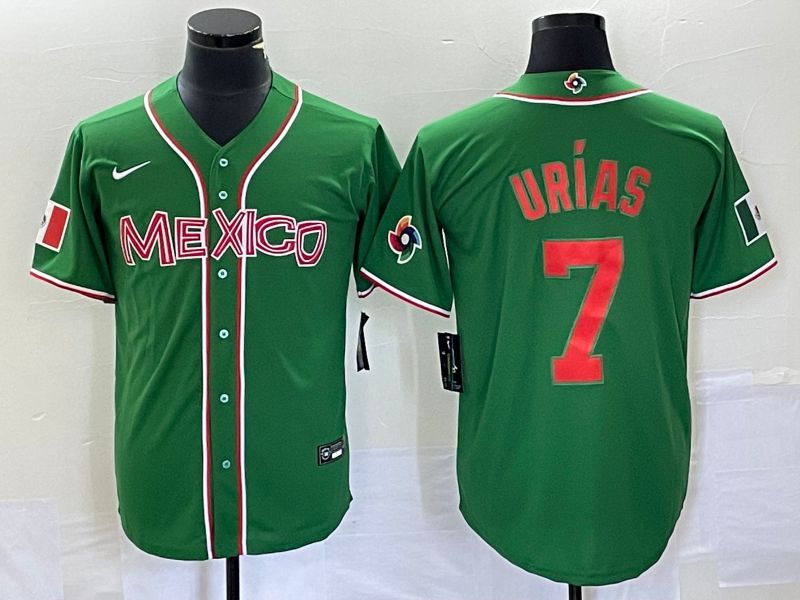Men 2023 World Cub Mexico #7 Urias Green orange Nike MLB Jersey14
